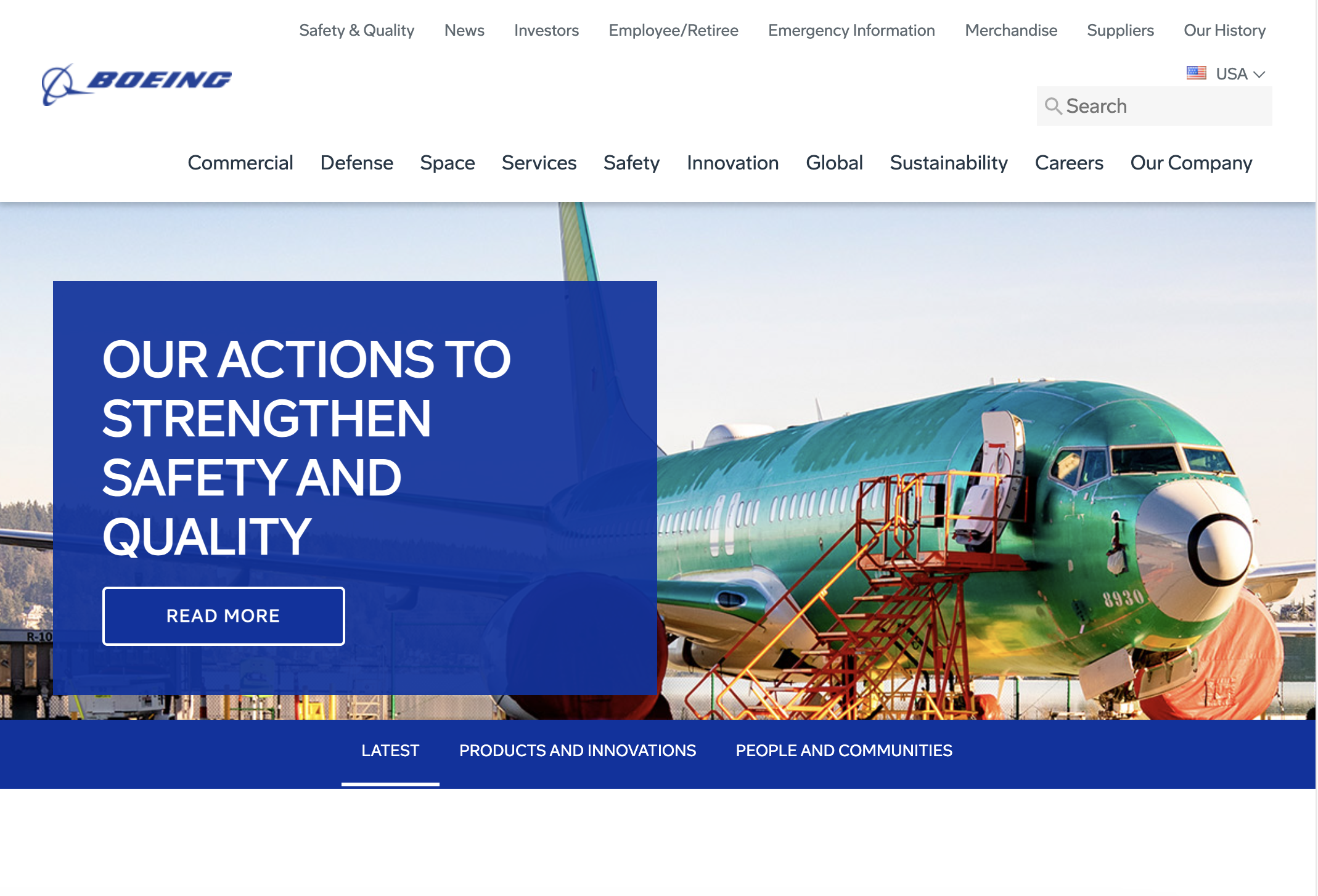 current boeing website